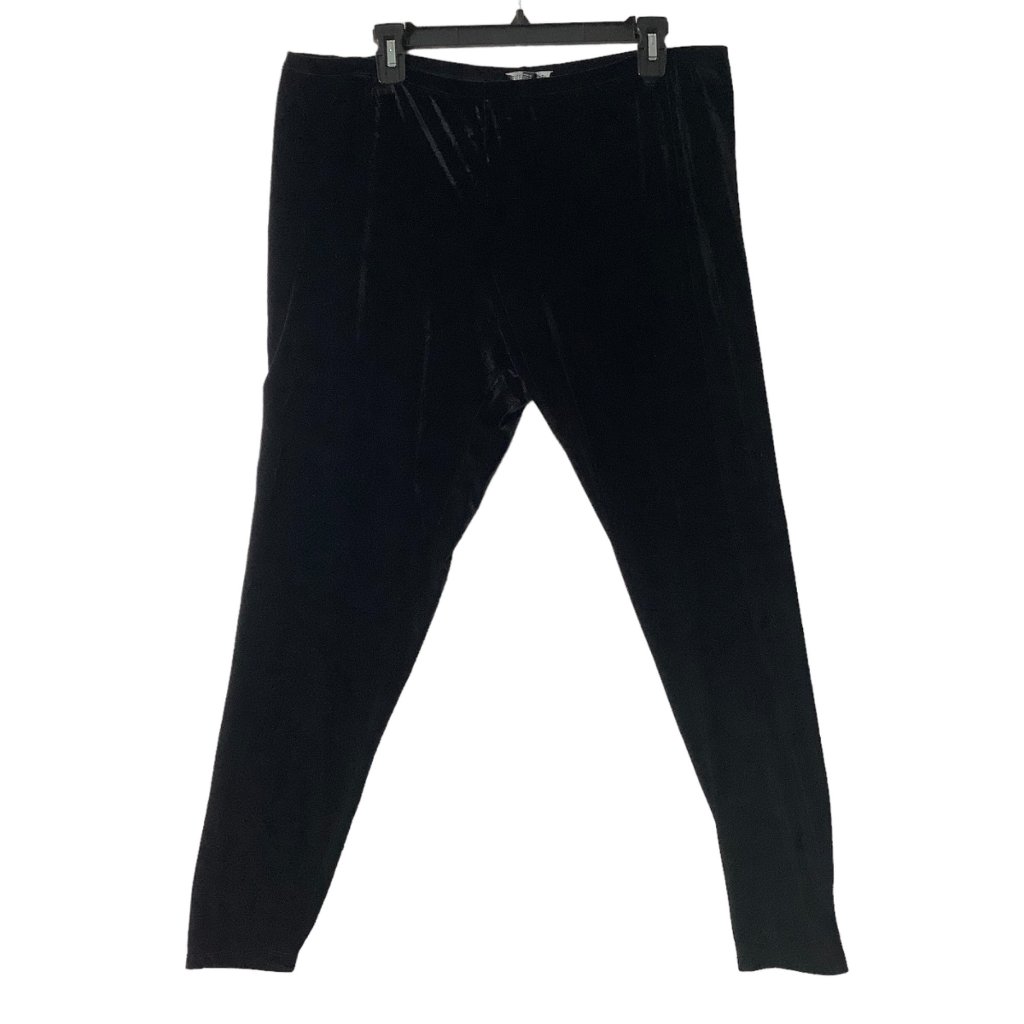 Eileen Fisher Black Velvet Pull On Pants Women Sz Xl 90% Polyester 10% Spandex